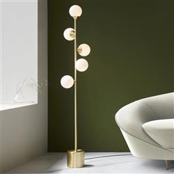 Bryson Satin Brass and White Shades Floor Lamp Bryson-BY5