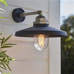 Canna IP44 Outdoor Matt Black and Silver Wall Light Canna-1BS