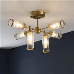 Satin Brass Six Light Ceiling Fitting Aciphylla-6SM