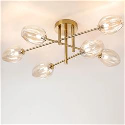 Ada IP44 Six-Light Tiered Bathroom Semi-Flush