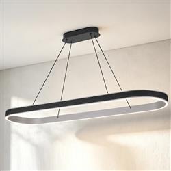 Aralia Black Faux Leather LED CCT Large Pendant