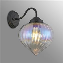 Avery Satin Black Glass Wall Light