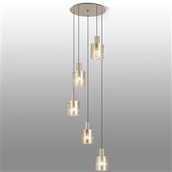 Baytown Wide Line Glass 5 Light Pendant