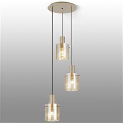 Baytown Wide Line Glass Triple Pendant 