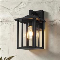 Dawn Satin Black IP54 Outdoor Wall Light 369631