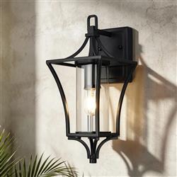 Katya Satin Black IP54 Outdoor Wall Light 369612