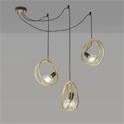 Oklahoma Matt Black And Painted Gold 3 Light Pendant LT31560