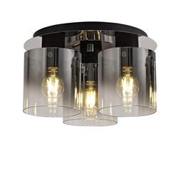 Tennessee Triple Semi-Flush Smoked Glass Ceiling Light LT30455