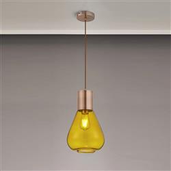 Wantagh Antique Copper And Curved Glass Single Pendant Fitting 