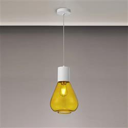 Wantagh Satin White With Shaped Glass Single Pendant 