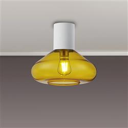 Wantagh Satin White With Wide Tinted Glass Semi Flush 