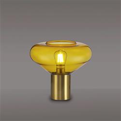 Wantagh Wide Shaped Glass And Aged Brass Table Lamp 