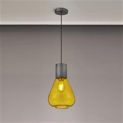 Wantagh Shaped Glass And Pewter Single Ceiling Pendant 