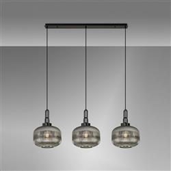 Yeadon Black Chrome And Deep Ribbed Glass Linear Pendant 