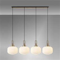 Yeadon Brass Gold And Ribbed Glass Four Light Bar Pendant 