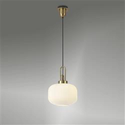 Yeadon Brass Gold With Ribbed Glass Pendant 