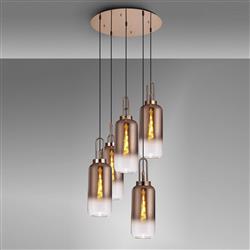 Yeadon Faded Glass Five Light Hanging Cluster Pendant 