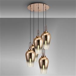 Yeadon Five Light Faded Glass Pendant Fitting