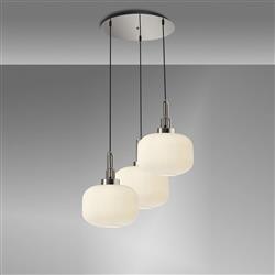 Yeadon Three Light Polished Nickel With Ribbed Glass Pendant 
