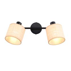Aimee Black And Natural Bast Double Wall or Ceiling Spotight R81852036