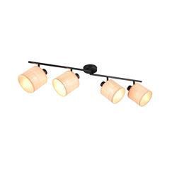Aimee Black And Natural Bast Four Light Ceiling Spot R81854036
