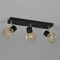 Ardon Matt Black And Gold (Colour) Triple Light Ceiling Spot R81383080