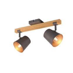 Bell Natural Wood & Antique Nickel Two Light Ceiling Spot 801900267