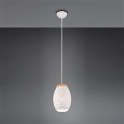 Bidar Matt Finished Patterned Metal And Wood Single Pendant