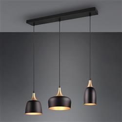 Chiraz 3 light Matt Black & Gold Bar Pendant 310500332