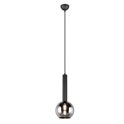 Clayton Matt Black & Smoked Glass Single Pendant Fitting 310300132
