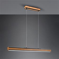 Deacon Matt Black And Wood LED Pendant 326610232