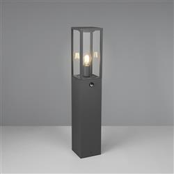 Garonne IP44 Anthracite Motion Sensor Outdoor Post Lamp 401869142