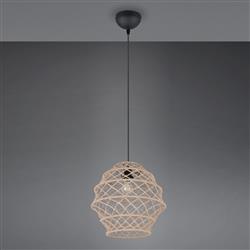 Hive 380mm Black And Natural Hemp Ceiling Pendant R31681936