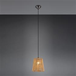 Holm Matt Brown Twisted Paper And Matt Black Pendant Fitting R31041026
