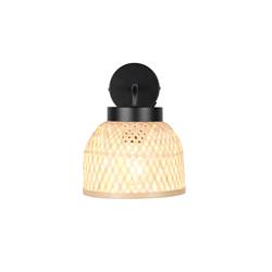 Laurent 180mm Shade Black And Natural Bamboo Single Wall Light R26091732