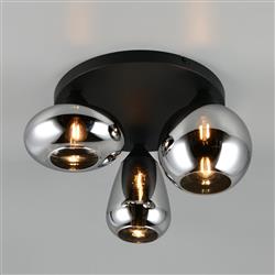Lumina 3-Light Matt Black Flush Fitting