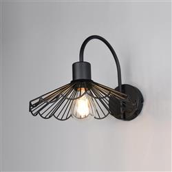 Margarita Matt Black Metal Scolloped Single Wall Light R26431732