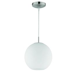 Moon Matt Nickel & White Glass Small Ceiling Pendant R30152507