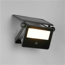 Moura IP54 Outdoor PIR 10-watt Solar Black Wall Light R22109132
