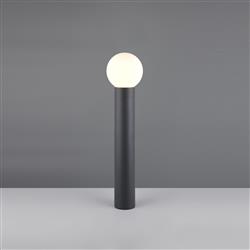 Mures IP44 Anthracite And Opal Glass Outdoor Bollard Light 469860142