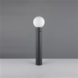 Mures IP44 Medium Sized Anthracite And Opal Glass Sensor Outdoor Post Light 469869142