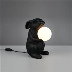 Rabbit Polyresin And Opal Globe Table Lamp