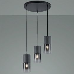 Robin Matt Black Smoked Glass Triple Cluster Pendant 310630332