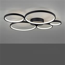 Rondo Matt Black 5 Light LED Flush Fitting 622610532