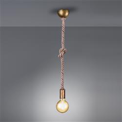 Rope Single Old Brass & Brown Ceiling Pendant 310100104