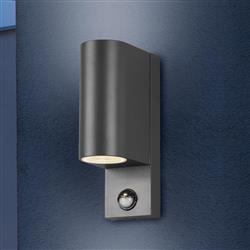 Roya IP44 Medium Double Curved Outdoor Anthracite PIR Wall Light 214260242