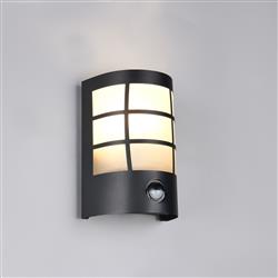 Sintra IP44 Matt Black And White Outdoor PIR Wall Light R26459132