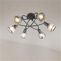 Tarifa Six Light Black Semi-Flush Fitting 662800632