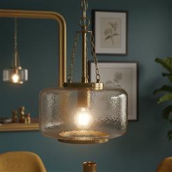 Kimi Cylinder Brass Hammered Glass Pendant KIM01BC