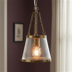 Kimi Tapered Brass Hammered Glass Pendant KIM01BT